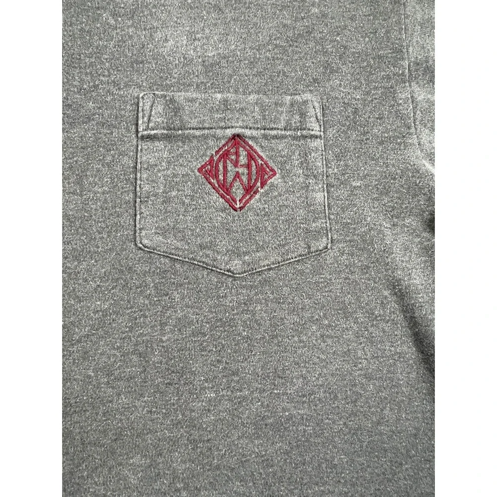 Ralph Lauren Polo Shirt Mens Large Gray Long Sleeve Monogram Pocket Cotton 90s